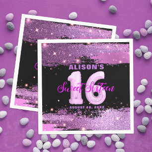 Guardanapo De Papel Magenta Modern Glam Sweet 16 Aniversário