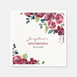 Guardanapo De Papel Magenta Pink Rose Floral Greenery Birthday