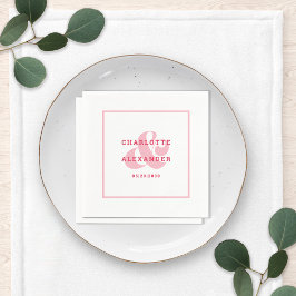 Guardanapo De Papel Magenta Red Ampersand Bride & Groom de Casamento M