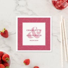 Guardanapo De Papel Magenta Red Trendy Bride & Groom de Casamento Mode