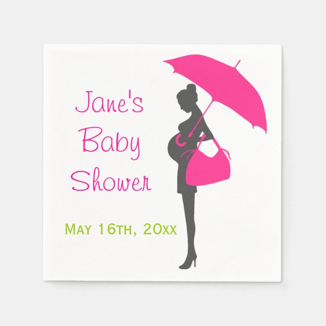 Guardanapo De Papel Magenta Silhouette Chá de fraldas Napkins (Frente)