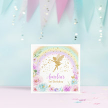 Magia Fada Arco-Íris Aniversário Napkins