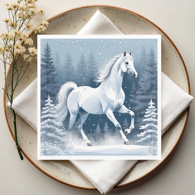 Guardanapo De Papel Magic White Winter Horse (Criador carregado)