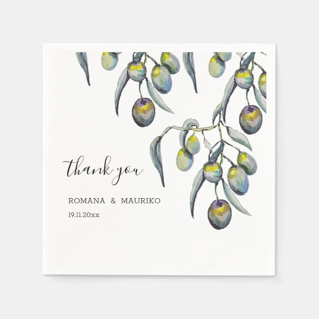 Guardanapo De Papel Mágica Oliva Cintada Manualmente (Frente)