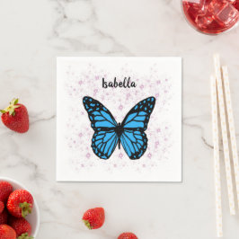 Guardanapo De Papel Magical blue butterfly pink glitter art
