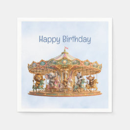 Guardanapo De Papel Magical Jungle Merry Go Round Feliz Aniversário