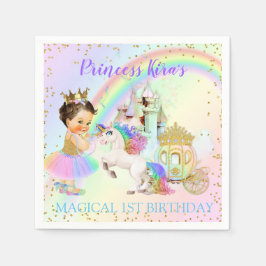 Guardanapo De Papel Magical Rainbow Princess Castle Carruagem Unicorn