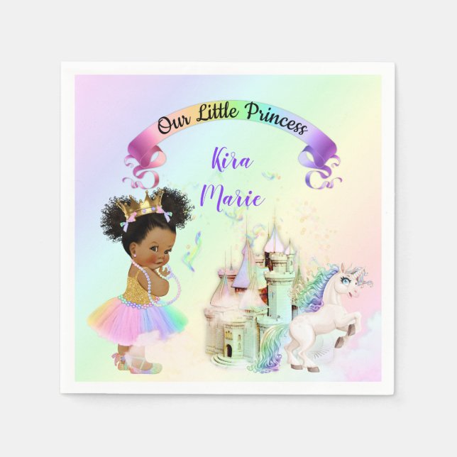 Guardanapo De Papel Magical Rainbow Princess Castle Unicorn (Frente)