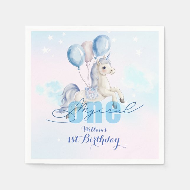 Guardanapo De Papel Magical Unicorn 1st Birthday (Frente)