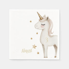 Guardanapo De Papel Magical Unicorn Yellow Birthday Party Cocktail