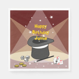 Guardanapo De Papel Mágico Feliz Aniversário, Nome Vermelho