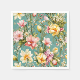 Guardanapo De Papel Magnólia Amarela refinada com flores brancas