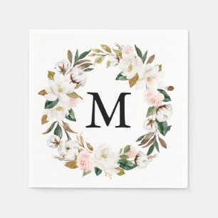 Guardanapo De Papel Magnolia Cotton Monograma Casamento Coquetel Napki