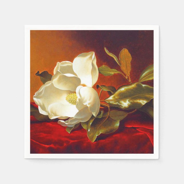 Guardanapo De Papel Magnolia em Red Velvet Martin Johnson Heade (Frente)
