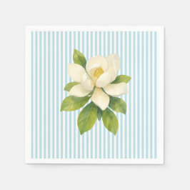 Guardanapo De Papel Magnolia Flower Custom Wedding Blue Stripe