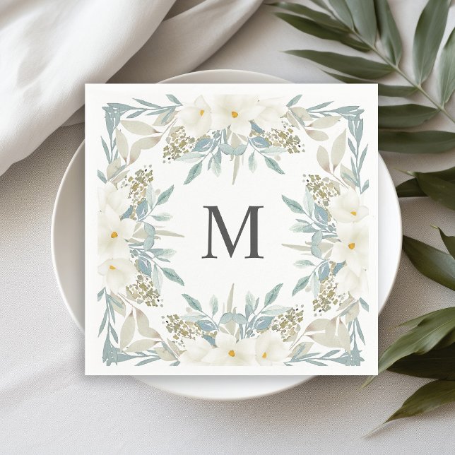 Guardanapo De Papel Magnolia Modern Calliografia Monograma Casamento (Criador carregado)