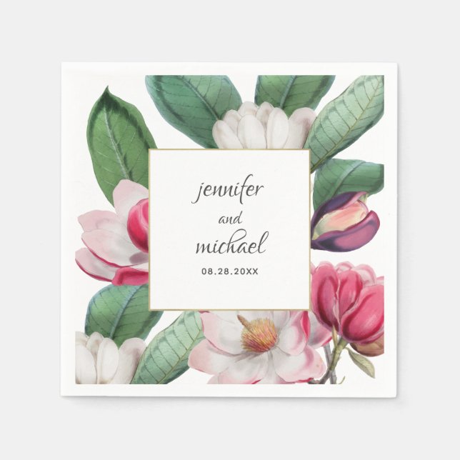 Guardanapo De Papel Magnolia Romântica Floral (Frente)