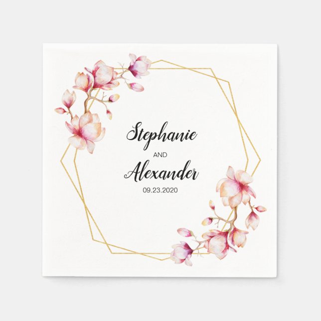 Guardanapo De Papel Magnolia Rosa Geométrica (Frente)