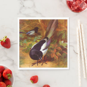 Guardanapo De Papel Magpies, pintura de arte,