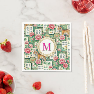 Guardanapo De Papel Mahjong Chinoiserie Tiger Monogram Personalized 