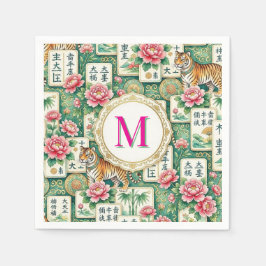 Guardanapo De Papel Mahjong Chinoiserie Tiger Monogram Personalized