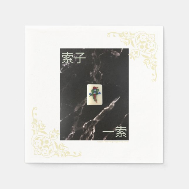 Guardanapo De Papel Mahjong Napkin com Cantonês 1 de Bamboo (Frente)