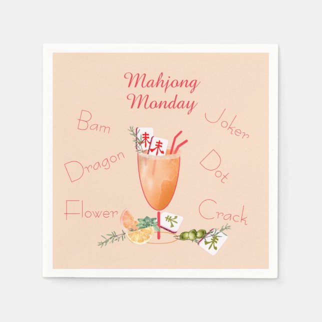 Guardanapo De Papel Mahjong Tiles and Cocktail Paper Napkin (Frente)