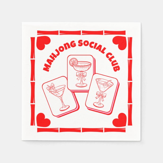 Guardanapo De Papel Mahjong Valentine's Party Cocktail (Frente)