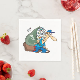 Guardanapo De Papel Mailman Carregando Um Papel Grande Em Saco