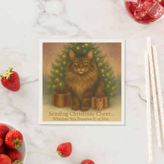 Guardanapo De Papel Maine Coon Christmas Napkins | Funny Holiday Table