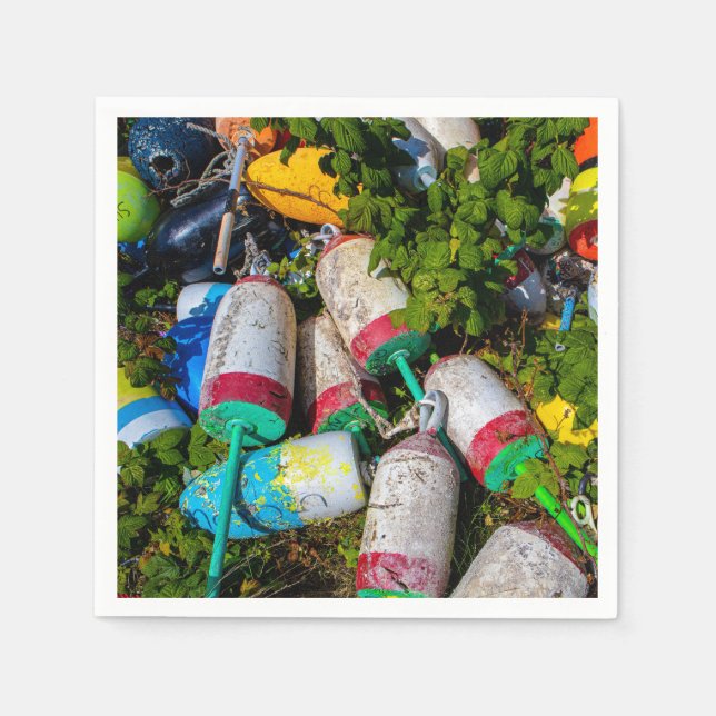 Guardanapo De Papel Maine Lobster Buoys (Frente)