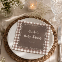 Mais Amor Brown Gingham Bow Baby Shower
