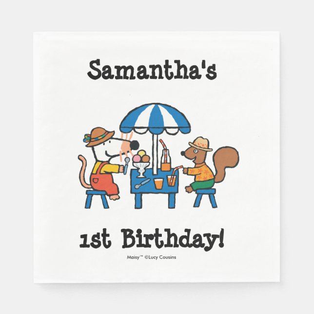 Guardanapo De Papel Maisy e Cyril Birthday (Frente)