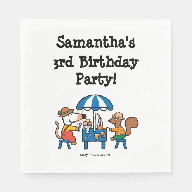 Guardanapo De Papel Maisy e Cyril Birthday (Frente)