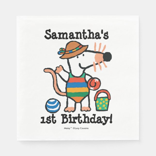 Guardanapo De Papel Maisy no aniversário da praia (Frente)