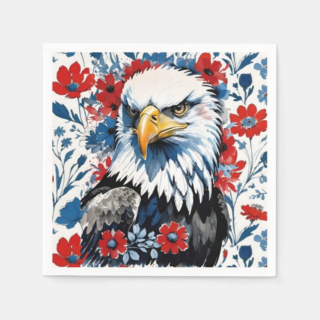Guardanapo De Papel Majexpressa americana Bald Eagle Floral (Frente)
