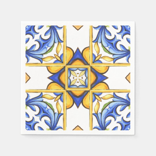 Guardanapo De Papel Majolica,azulejo Mediterrâneo, (Frente)