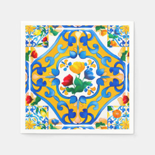 Guardanapo De Papel Majolica, limão, azulejos sicilianos,