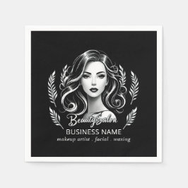 Guardanapo De Papel Makeup Artist Hair Stylist Modern Black White Dour