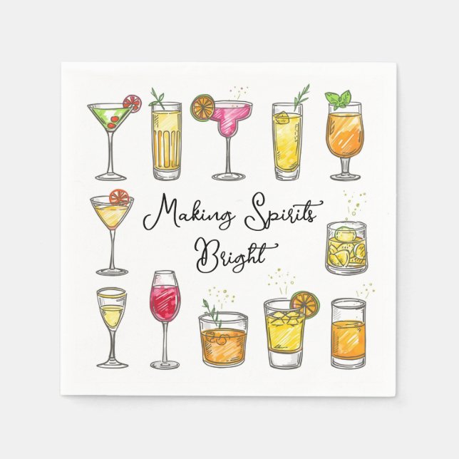 Guardanapo De Papel Making Spirits Bright Christmas Cocktail (Frente)