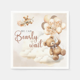 Guardanapo De Papel Mal Podemos Esperar Chuvinha Marrom Baby Shower