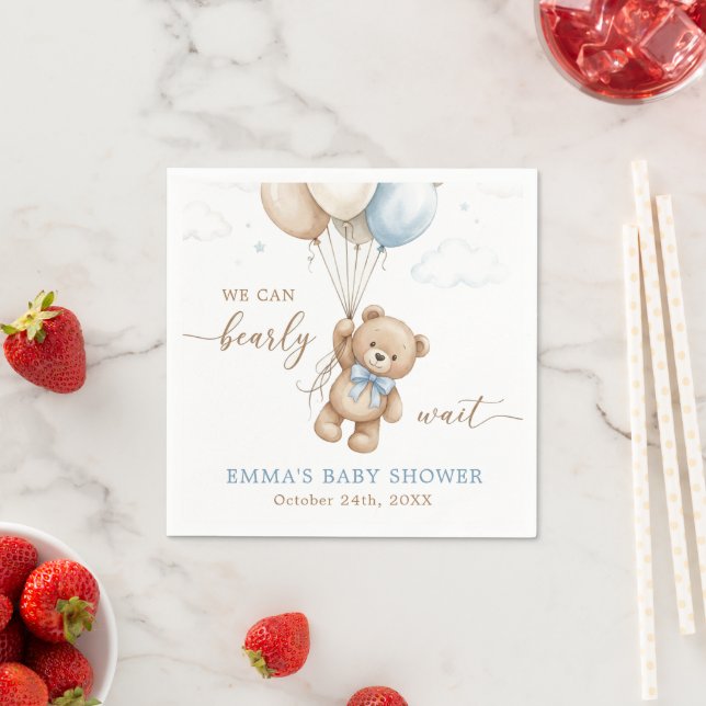 Guardanapo De Papel Mal Podemos Esperar Menino Chá de Bebê Personaliza (Insitu)