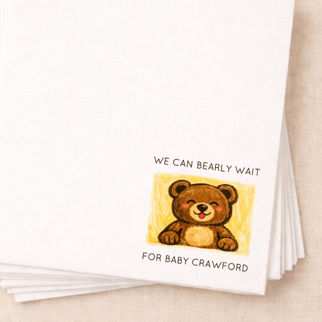 Guardanapo De Papel Mal Podemos Esperar! Simples Chá de Bebê Desenhado (Criador carregado)