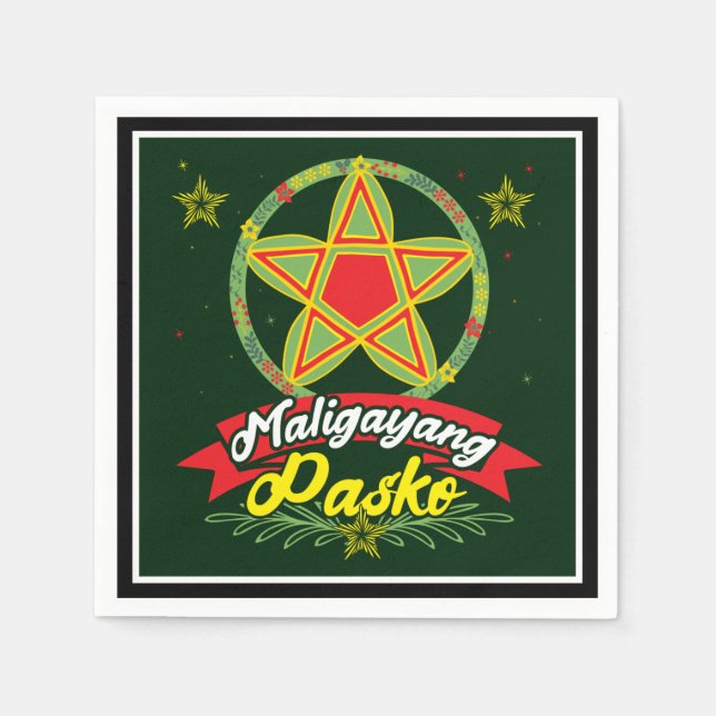 Guardanapo De Papel Maligayang Pasko Filipino Natal Filipinas (Frente)