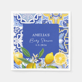 Guardanapo De Papel Mama queridinha limão azul baby shower citrus