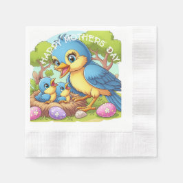 Guardanapo De Papel Mamãe Bird com bebês no ninho