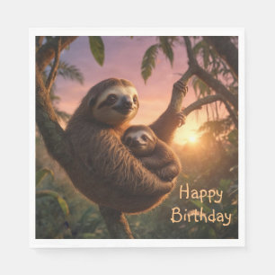 Guardanapo De Papel Mamãe e Baby Sloth