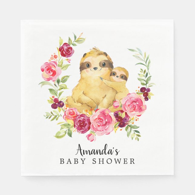 Guardanapo De Papel Mamãe e Baby Sloth Girls Papel de Chá Napkins (Frente)