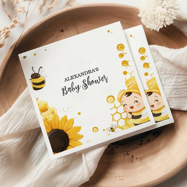 Guardanapo De Papel Mamãe para Bee Wildflower Honeybee Chá de fraldas (Criador carregado)