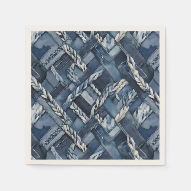 Guardanapo De Papel Mancha Escura De Denim E Braids (Frente)